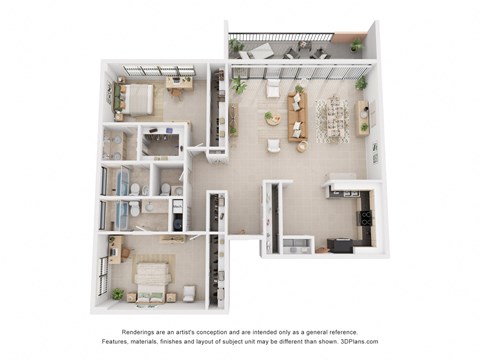 Floor plan for 2 beds, 2.5 baths, 1900 sqft